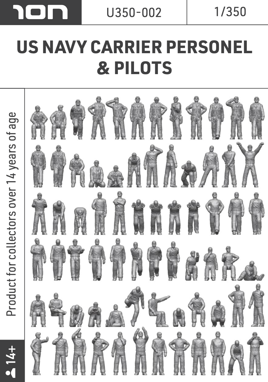 ION Model U350-002 1:350 US NAVY CARRIER PERSONEL & PILOTS 72 FIGURES