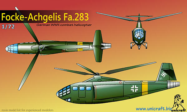 Unicraft UNI72113 1:72 Focke-Achgelis Fa.283 German WWII combat jet gyrocopter