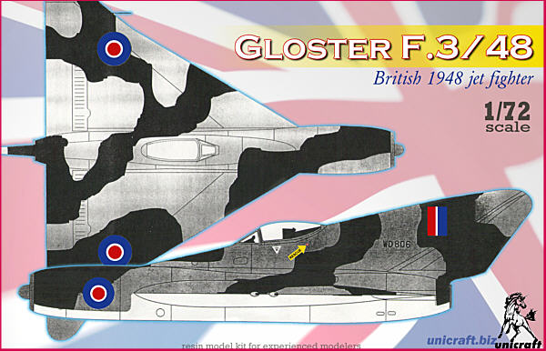 Unicraft UNI72122 1:72 Gloster F.3/48 British post war jet fighter