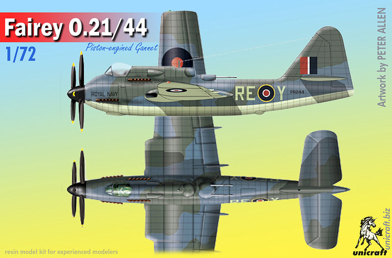 Unicraft UNI72132 1:72 Fairey O.21/44 Piston Engined Gannet