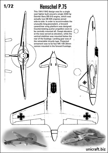 Unicraft UNI72141 1:72 Henschel Hs.75 German pusher fighter