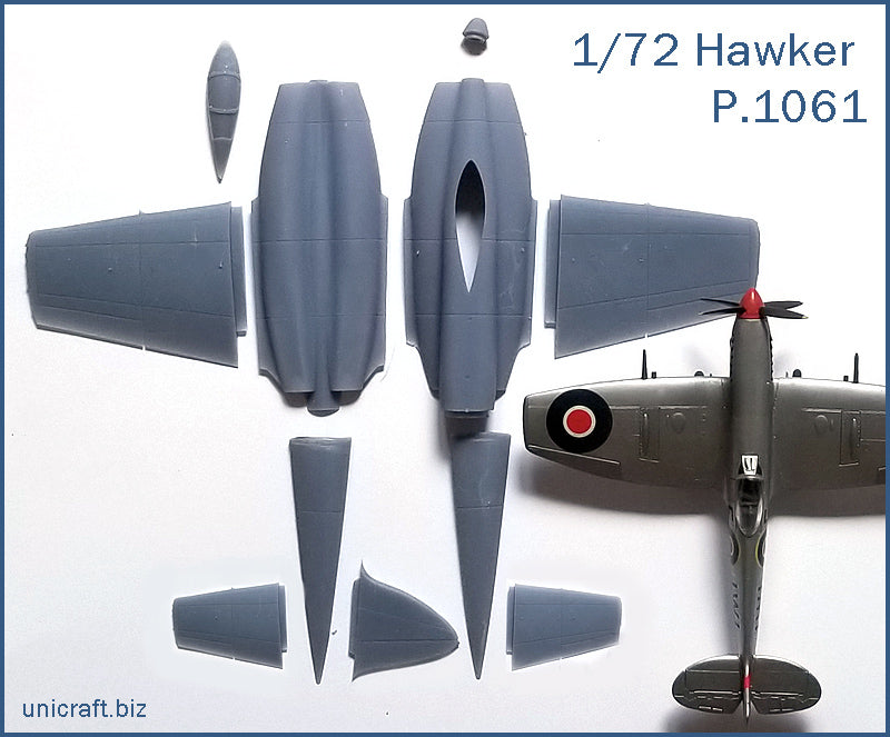 Unicraft UNI72167 1:72 Hawker P.1061 1947 twin jet fighter.