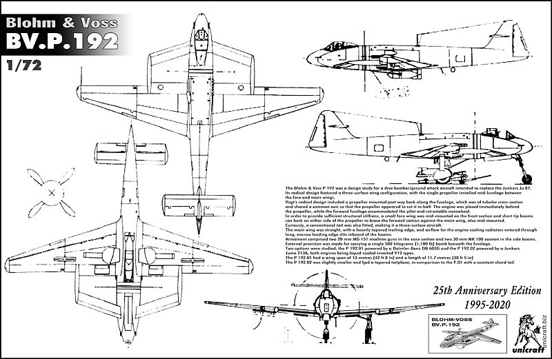 Unicraft UNI72169 1:72 Blohm-und-Voss Bv.P.192