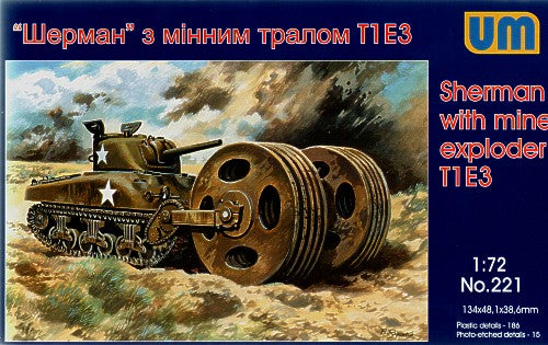 Unimodel UNIM221 1:72 Sherman with mine explorer T1 E3