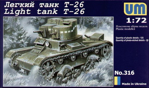 UM-MT UMMT316 1:72 Soviet T-26 light tank with twin turret, model 1931