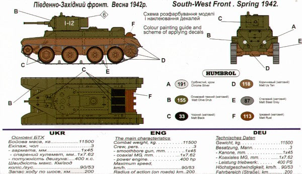 UM-MT UMMT360 1:72 Soviet BT-5 wheel/tracks Soviet tank