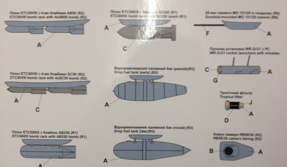 Unimodel UNIM419 Messerschmitt Armament & Equipment Set 1:48