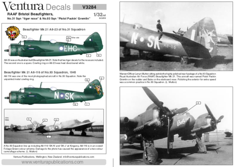Ventura VA3284 RAAF Bristol Beaufighter No.31/93 Sqn 1:32