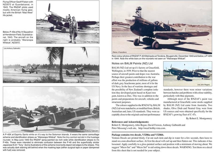 Ventura VA3286 1:32 Curtiss P-40M-5 NZ3072 'Wairarapa Wildcat' 1943