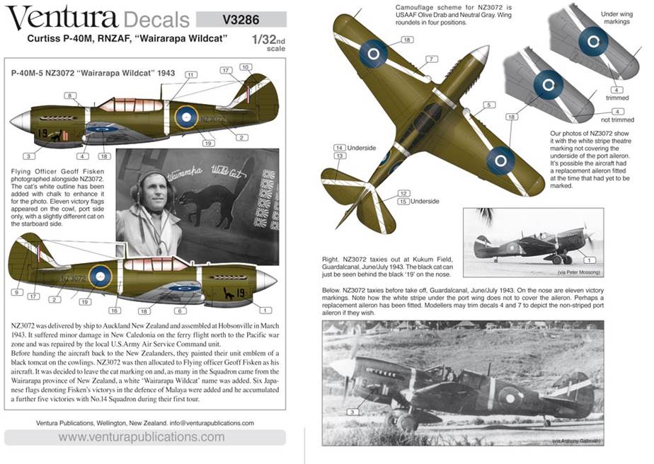 Ventura VA3286 1:32 Curtiss P-40M-5 NZ3072 'Wairarapa Wildcat' 1943