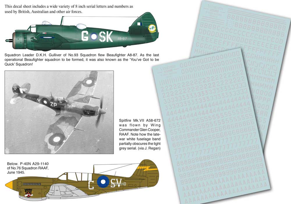 Ventura VA3288 RAF, RAAF 8" serials in 1:32nd scale
