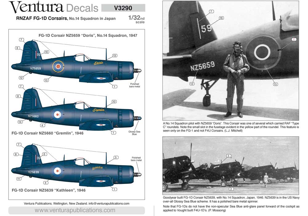 Ventura VA3290 1:32 RNZAF Vought FG-1D Corsairs, No.14 Squadron