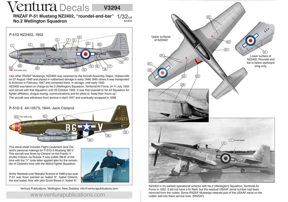 Ventura VA3294 1:32 RNZAF North-American P-51D Mustang, No.2 Wellington Sqn