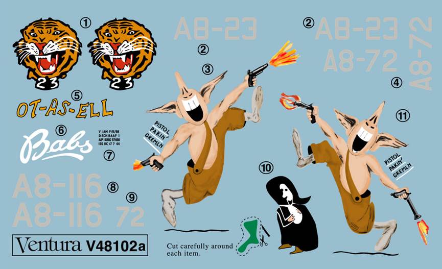 Ventura VA48102 RAAF Bristol Beaufighter Mk.21 Decals 1:48
