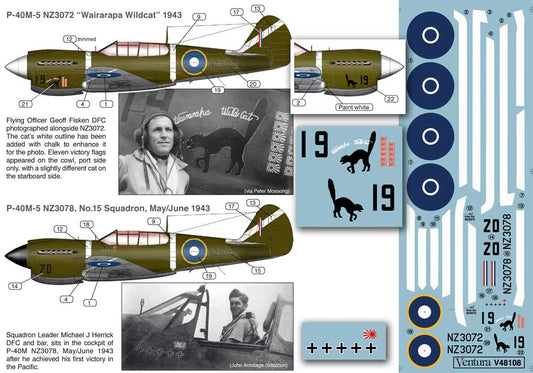 Ventura VA48108 1:48 RNZAF Curtiss P-40s P-40M-5 NZ3072 "Wairarapa Wildcat" 1943