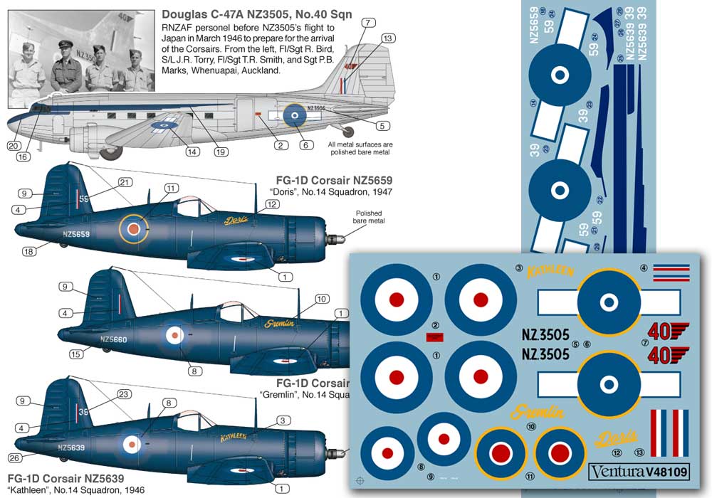 Ventura VA48109 FG-1D Corsair & Douglas C-47A No.14 Sqn 1:48