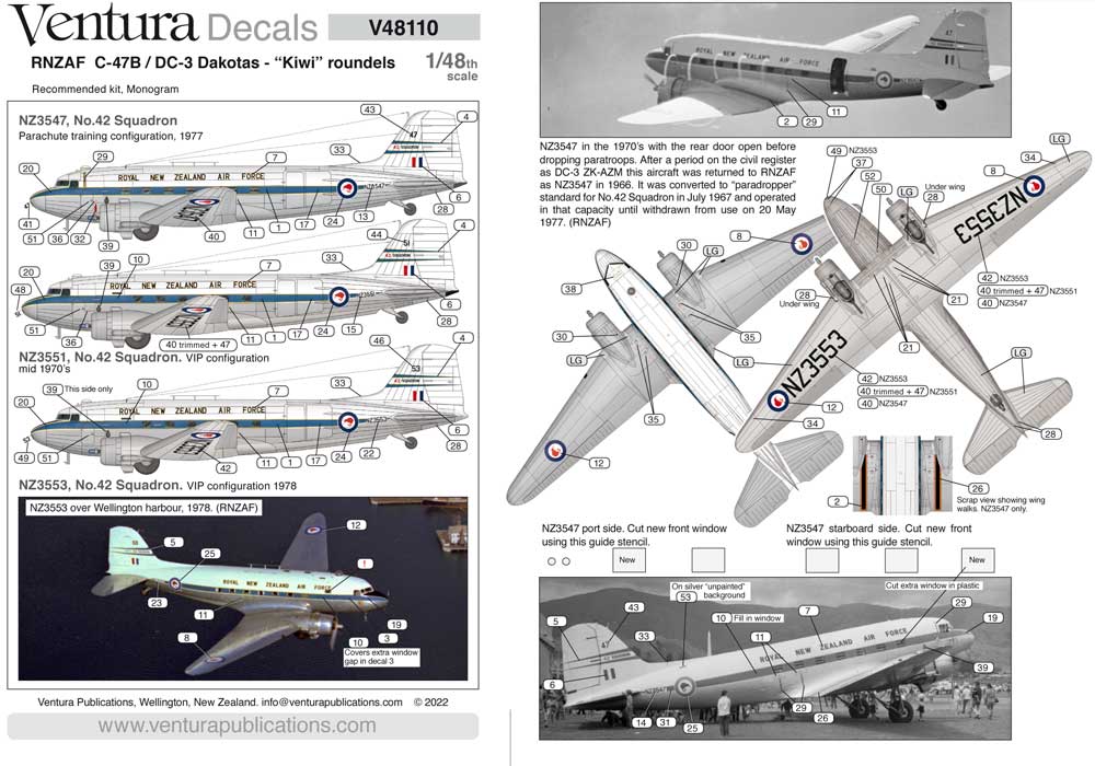 Ventura VA48110 1:48 RNZAF Douglas C-47 / DC-3 Dakotas