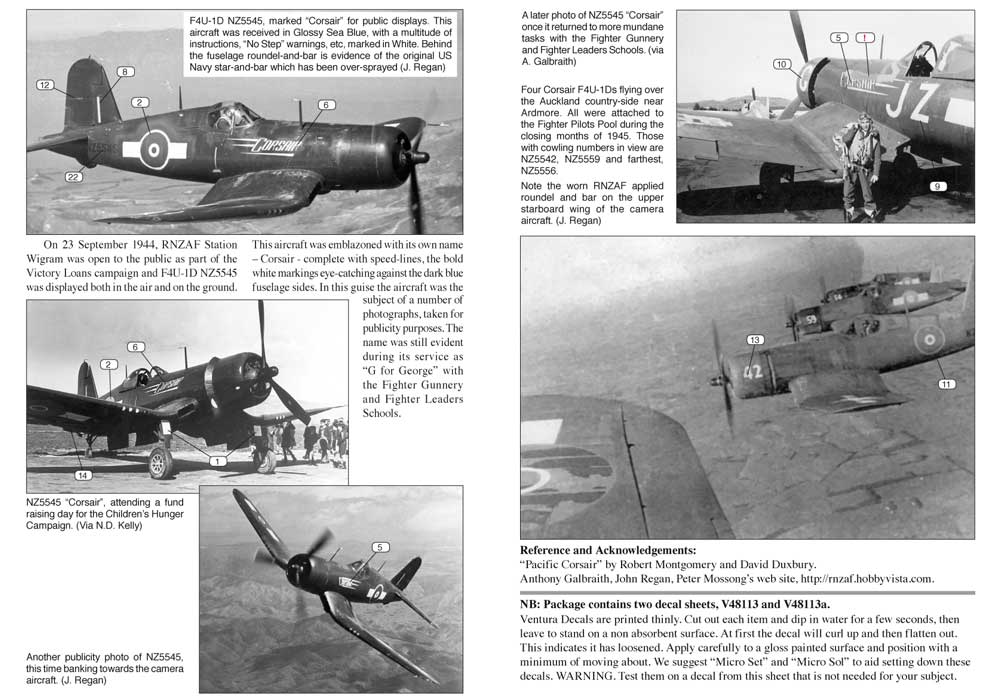 Ventura VA48113 1:48 RNZAFVought F4U-1D Corsairs