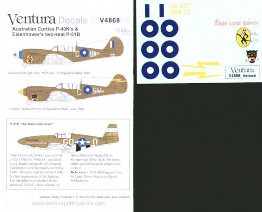 Ventura VA4868 1:48 Australian Curtiss P-40's and American Two Seat Mustang