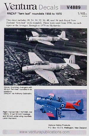 Ventura VA4889 1:48 RNZAF inches Silver fern leaf inches style roundels