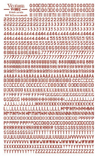 Ventura VA4892 1:48 8 inches RAF serial numbers and letters, DULL RED