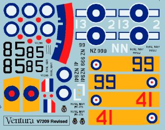 Ventura VA7209 Sea Fury T.20 & Seafire 15 RCN Decals 1:72