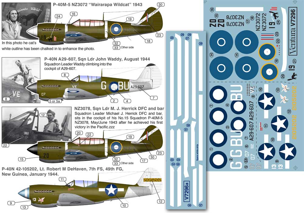 Ventura VA72096 1:72 Pacific Curtiss P-40s "Wairarapa Wildcat", NZ3078 S/Ldr