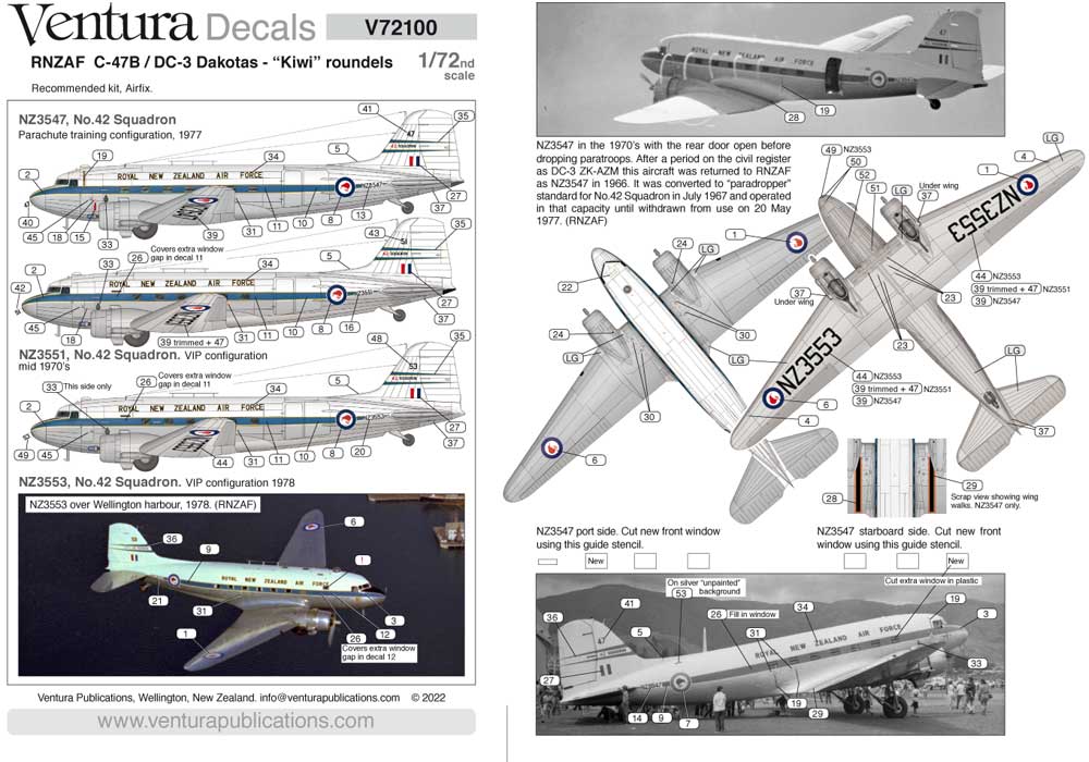 Ventura VA72100 1:72 RNZAF Douglas C-47 / DC-3 Dakotas
