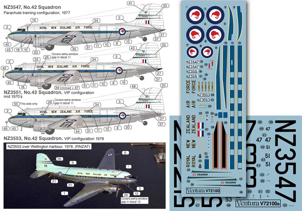 Ventura VA72100 1:72 RNZAF Douglas C-47 / DC-3 Dakotas