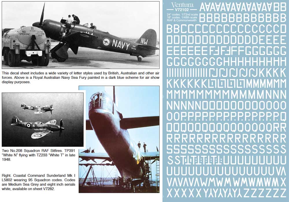 Ventura VA72102 24" RAF and Commonwealth code letters, WHITE.