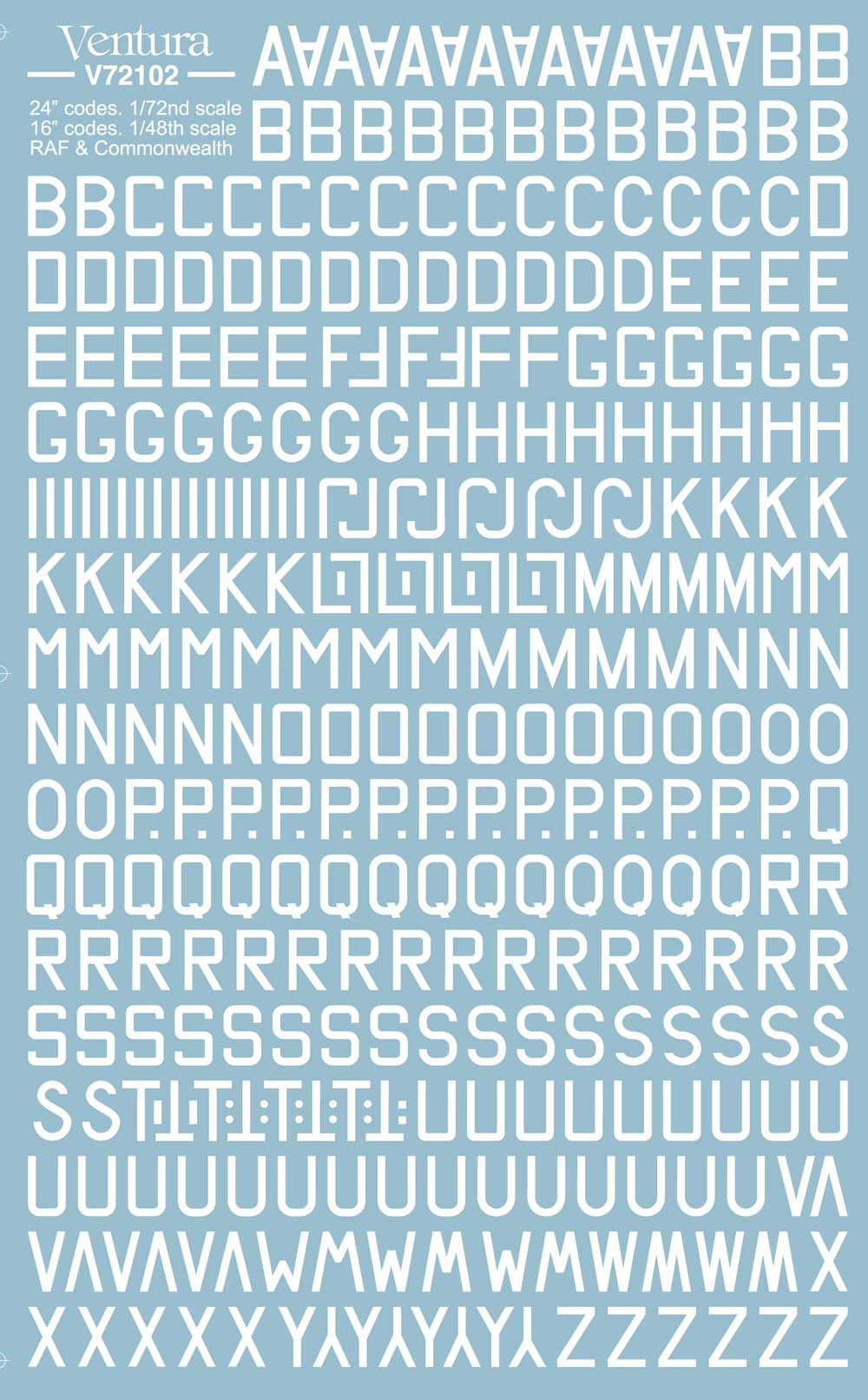 Ventura VA72102 24" RAF and Commonwealth code letters, WHITE.