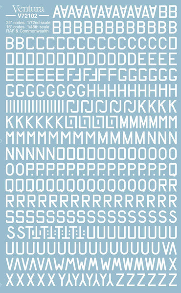 Ventura VA72102 24" RAF and Commonwealth code letters, WHITE.
