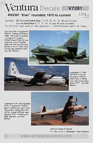 Ventura VA7281 RNZAF Kiwi Roundels High Viz 13.25in-54in 1:72
