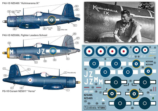 Ventura VA7285 1:72 RNZAF F4U-1D & FG-1D Corsairs, three options