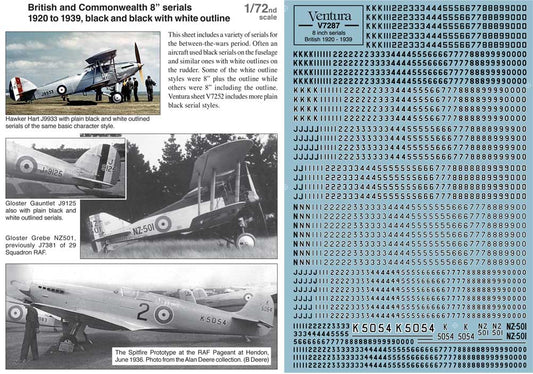 Ventura VA7287 1:72 RAF and Commonwealth 1919-1939 serials
