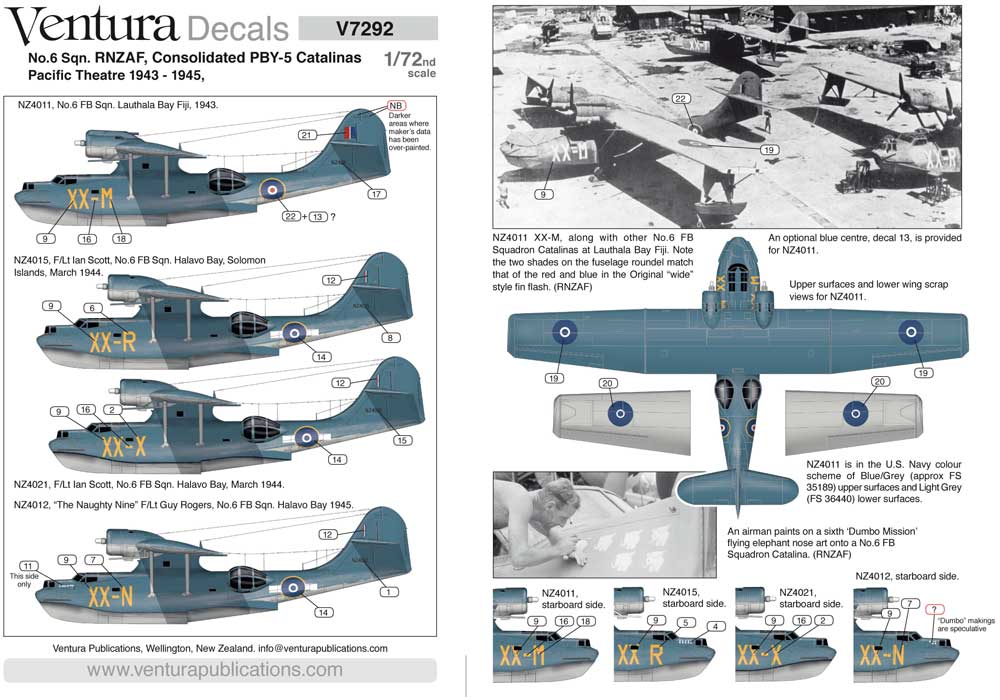 Ventura VA7292 1:72 RNZAF Consolidated PBY Catalinas No.6 Sqn