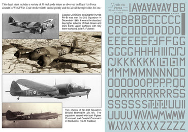 Ventura VA7294 1:72 36 inch RAF and Commonwealth code letters, MEDIUM SEA GREY