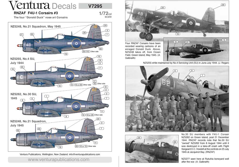 Ventura VA7295 1:72 RNZAF Vought F4U-1 Corsairs #3