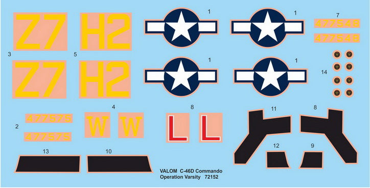 Valom VAL72152 1:72 Curtiss C-46D Commando 'Operation Varsity' resin parts