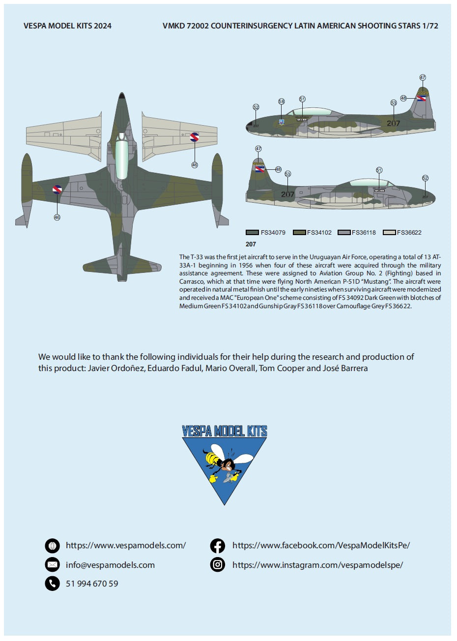 Vespa Models VD72002 1:72 Latin American Counter-Insurgency Shooting Stars