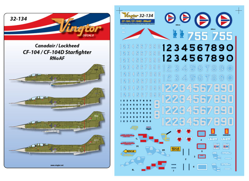 Vingtor Decals VTH32-134 1:32 Canadair/Lockheed CF-104 Starfighter