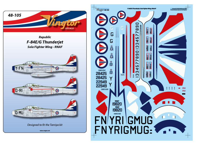 Vingtor Decals VTH48-105 1:48 Republic F-84E/F-84G Thunderjet