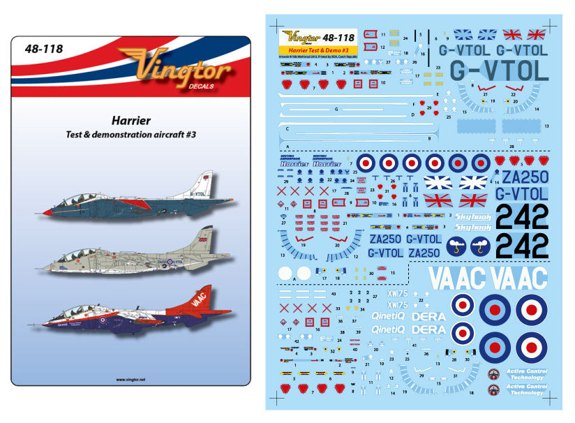 Vingtor Decals VTH48-118 1:48 BAe Harrier