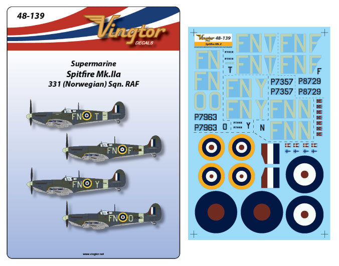 Vingtor Decals VTH48-139 1:48 Supermarine Spitfire Mk.IIa