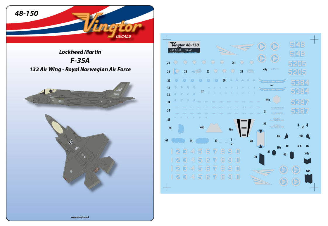 Vingtor Decals VTH48-150 1:48 Lockheed-Martin F-35A Lightning II