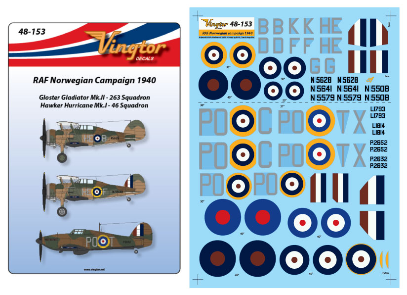 Vingtor Decals VTH48-153 1:48 RAF Norwegian Campaign 1940