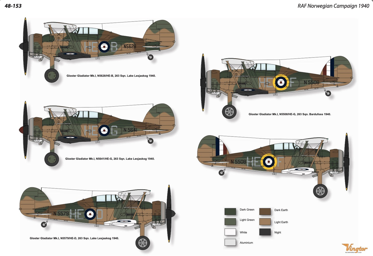Vingtor Decals VTH48-153 1:48 RAF Norwegian Campaign 1940