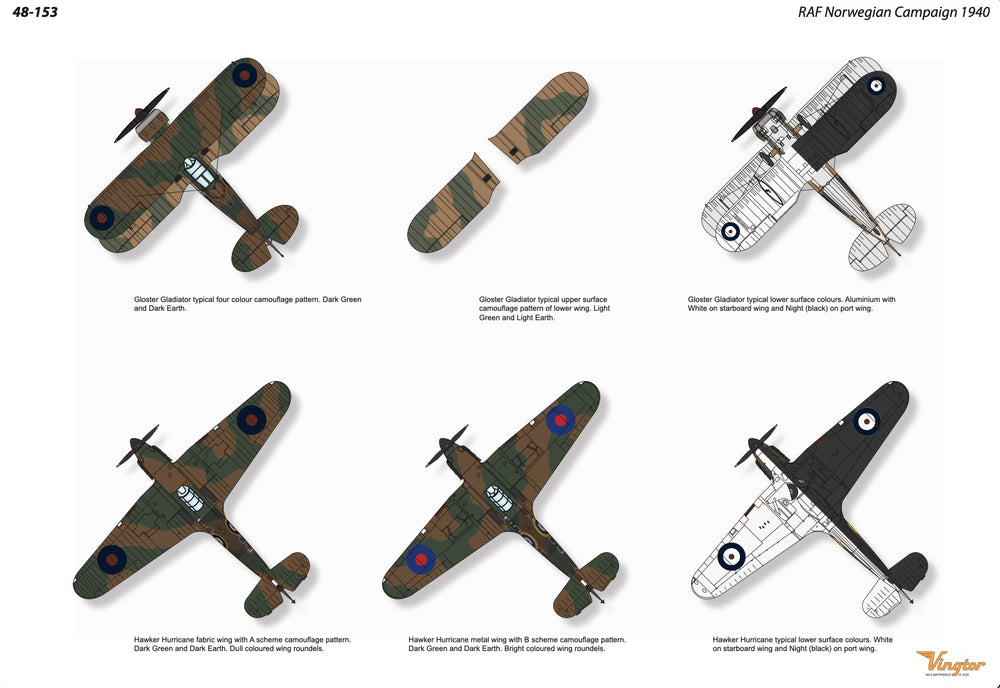 Vingtor Decals VTH48-153 1:48 RAF Norwegian Campaign 1940