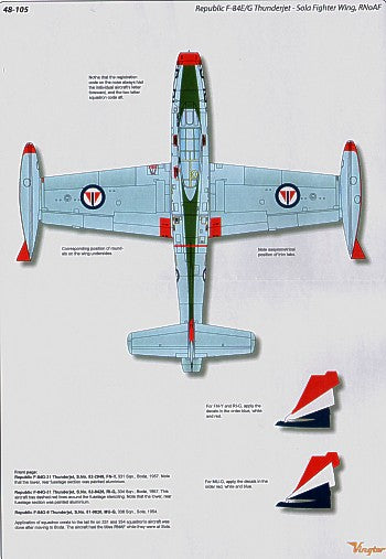 Vingtor Decals VTH48-105 1:48 Republic F-84E/F-84G Thunderjet