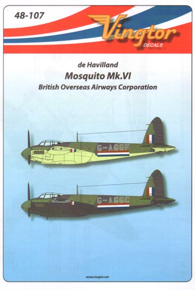 Vingtor Decals VTH48-107 de Havilland Mosquito Mk.VI BOAC 1:48